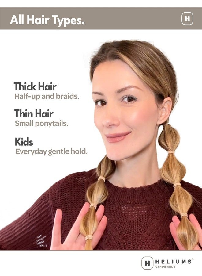 Heliums Small Hair Ties - Mix - No Damage Mini 1 Inch Reusable 2mm Elastics for Thin Hair and Kids, Neutral Ponytail Holders - 48 Count (Neutrals Mix) - Image 5